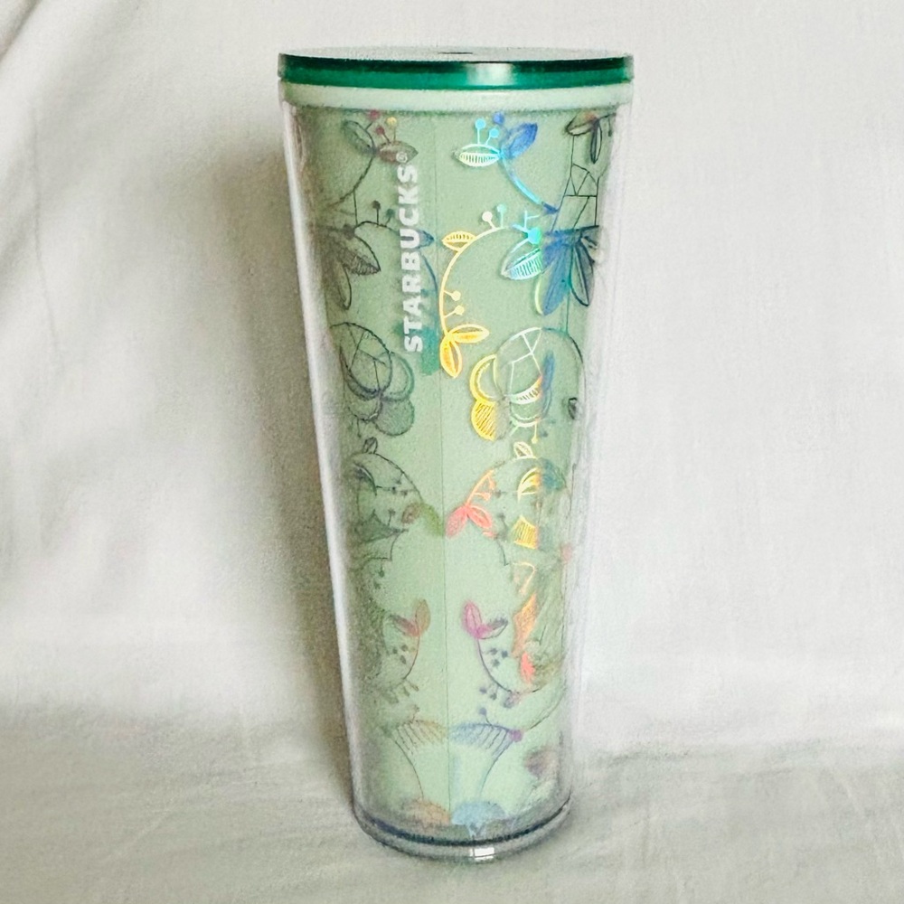 Starbucks Holiday Venti Cold Cup Woodland Lace Mint Green 2022 Colour Change SKU